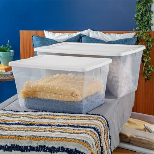 Image of Sterilite Storage Box, Stackable Clear Plastic Bins, 90 Quart, 12-Pack