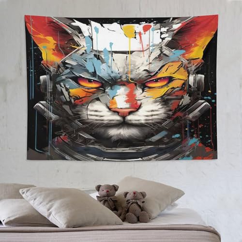 Tapisserie murale chat grand format 150x200 pour decoration interieure chambre
