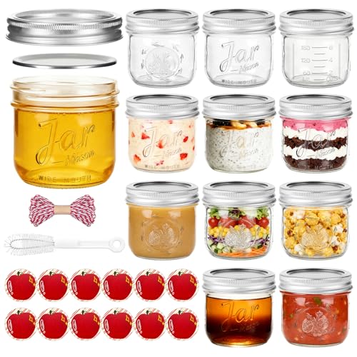 AuroTrends 16/8/4oz Mason Jars Set (8oz 12pcs-silver split)