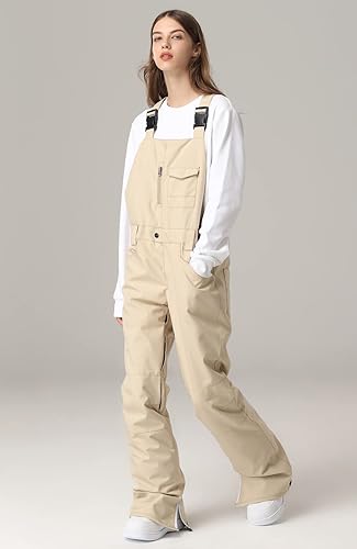 Miniatura 9 de SEARIPE Overol tipo biberos de nieve de invierno, impermeables, pantalones de snowboard ajustables para exteriores, pantalones de snowboard para