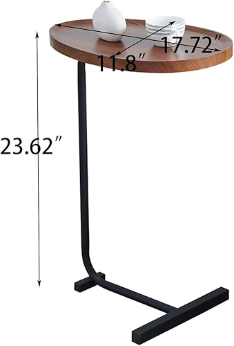 Miniatura 3 de Juego de 2 mesas auxiliares en forma de C, mesa auxiliar ovalada pequeña, mesa de sofá, mesa para sala de estar, dormitorio, mesita de noche,