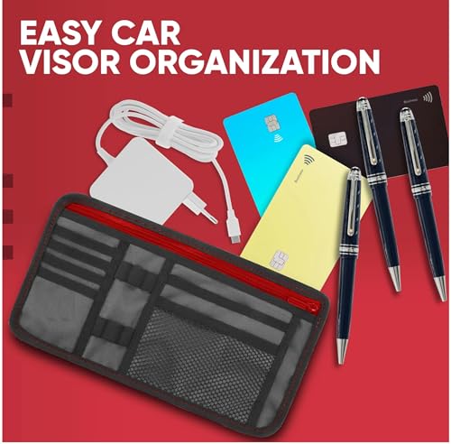 Image of Alaska 1-Pack Car Sun Visor Organizer | 8 Compartment Car Organizer for Visor | Car and SUV Organizer with Holder and Slots for Sunglasses, License, Registration, and More. (Grey)