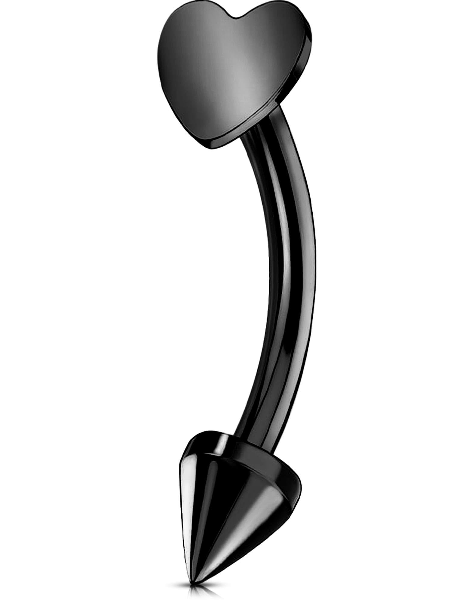 OUFERRook Piercing Jewelry, G23 Solid Titanium Eyebrow Rings, Heart Vertical Labret Lip Jewelry, 16G Curved Barbells, Daith Rook Earrings for Women Men