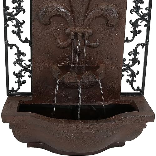 Image of Sunnydaze French Lily 33-Inch Electric Outdoor Wall Water Fountain - Iron
