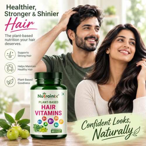 Image of Nutraninix Organic Hair Vitamins with Biotin for Healthy Hairs - 60 Vegetarian Capsules