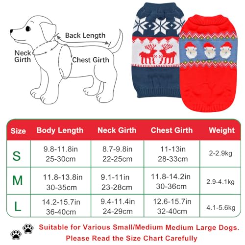 Katzenpullover Gestrickter Hundepullover, Warme Haustier Pullover für Kätzchen und kleine Hunde (S) - Weihnachten Muster Strickwaren