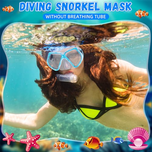 Flutesan 6 Pcs Adult Swimming Goggles with Nose Cover Bulk Elastic Strap Snorkel Goggles Diving Masks with Neoprene Hair Protector Wrap Straps