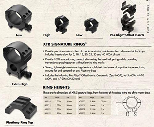 Burris Optics Xtr Signature Rings – Self-Centering, Aluminum Tactical With Dual Steel Clamps, Mounting Accessories, Burris Rings #TOP4