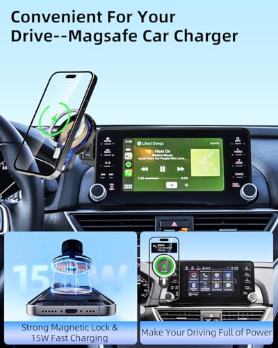Image of PZK Car Phone Mount for Honda Accord 2018-2022 Sport SE /EX /EX-L /Touring /LX Accessories 10th Gen Accord for 8-inch Screen Magnetic 15W Fast Wireless Charger Phone Holder 360 Rotation with Stroage Box