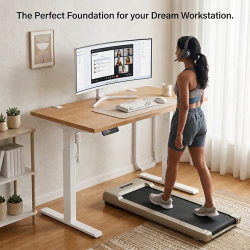Image of Single Motor Electric Height Adjustable Desk Frame, Fits Table Tops 90-140cm Wide, Anti-Collision, 3 Memory Presets, Industry-Grade Steel, 3-Year Warranty, Sit-Stand Standing Desk Frame(White)
