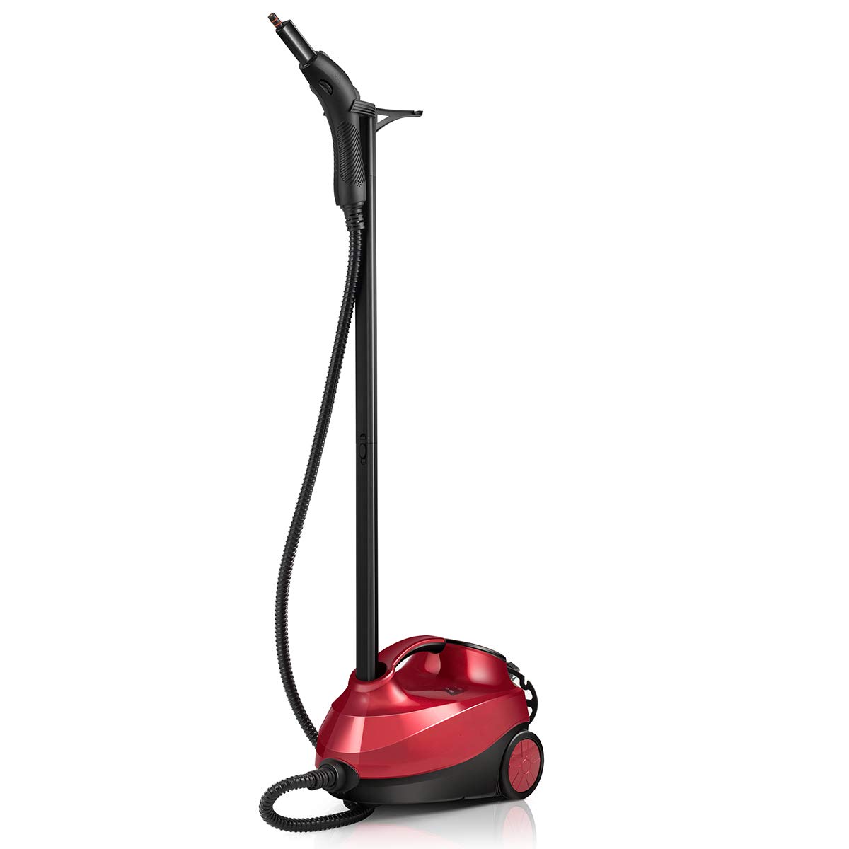 GIANTEX Myjka parowa 2000 W, odkurzacz parowy podłogowy z 19 akcesoriami, zbiornik 1,5 l / 4 bar / do 108 °C / 2 rurki przedłużające / mop parowy do dywanów, podłóg, narożników, czerwona