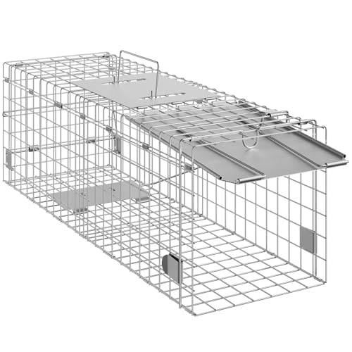 VEVOR Piège pour Animaux Vivants 610x203x203 mm Cage Trappe Chat Pliable Fil de Fer Galvanisé sans Cruauté avec Poignée Piège pour Lapins, Chats Errants, Écureuils, Ratons Laveurs, Marmottes, Opossum – vue 9