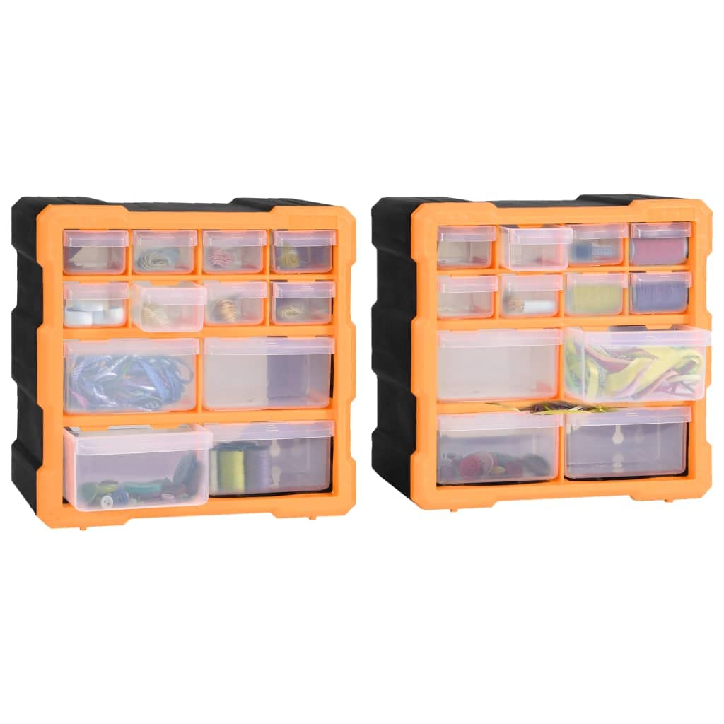 Organizador de herramientas con 24 cajones, 26,5 x 16 x 26 cm, organizador de herramientas con 16 cajones pequeños y 8 medianos de plástico resistente a los golpes para tuercas, pernos