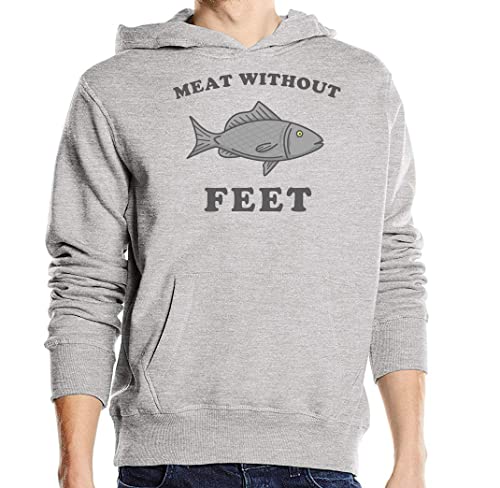 Sweat à capuche imprimé poisson sweat gris coton unisexe humoristique