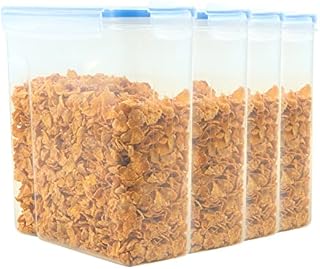 ZENO Cereal Containers for Storage 4 x 4 Litre | Dishwasher Safe Storage for Cereals | Pasta | Rice | Dry Foods | Pet Food | Coffee | Flour | Easy Grip Handle | Easy Open Pour lid | Removable Lid