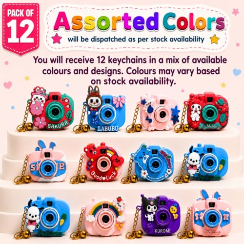Image of GRAPHENE Cartoon Camera Projection Real Charm Multicolor Key Chain Projector Toy Cute Bell Keyring 5-10 Years Kids Boys Girls Birthday Kitty Return Gifts School Hand Bags Key Ring (Pack of 12)