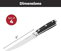 Vista 3 de Master Maison Juego de 4 cuchillos de carne de 5 pulgadas ultra premium 4 cuchillos alemanes de acero inoxidable sin dentar + caja de regalo