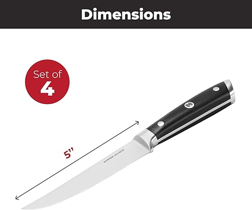 Miniatura 3 de Master Maison Juego de 4 cuchillos de carne de 5 pulgadas ultra premium 4 cuchillos alemanes de acero inoxidable sin dentar + caja de regalo de