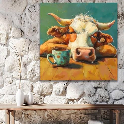 Impression de peinture animale affiche de vache pour salon cocooning