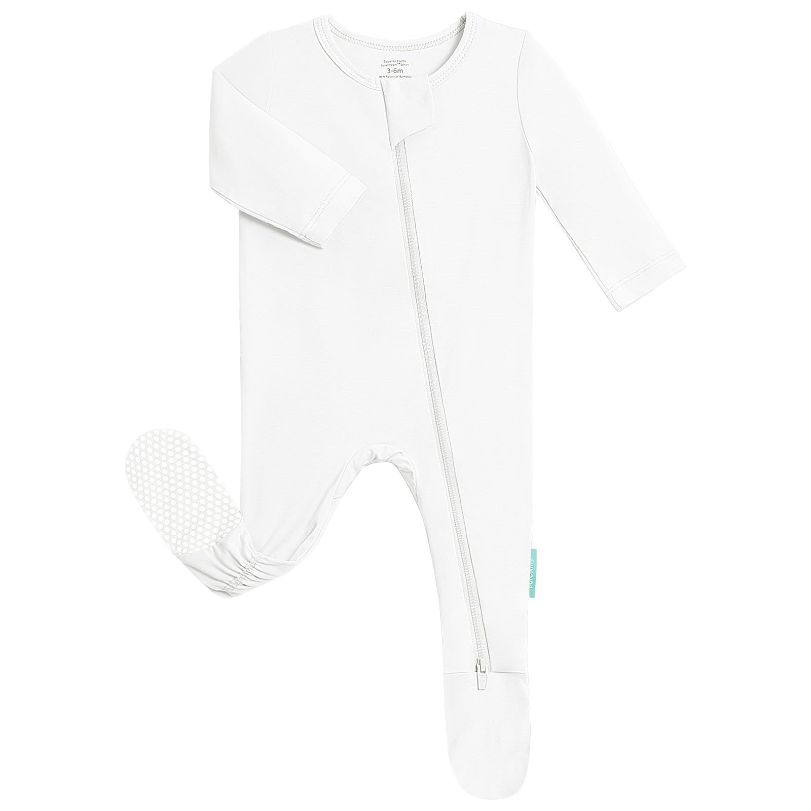 PurComfy Bamboo Viscose Baby Zipper Footie Pajamas, 0-3-6-9-18-24 Months