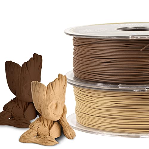 Image of iSANMATE 3D Printer Filament, PLA Filament 1.75mm Bundle, White and Sandal Wood Filament Bundle 2kg /Spool (20% Wood Powder+80% PLA)