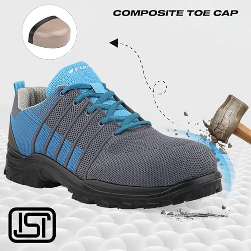 Image of FUEL Aqua Safety Shoes for Men with Excellent Grip, PU Single Density Sole, Light Weight Construction Shoes, Slip Resistance Lace-Up Industrial Composite Toe Cap Footwear (200 J)