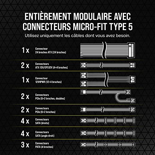 CORSAIR SF850L Bloc d'alimentation 850 Watts SFX Silencieuse Certifié 80 PLUS Gold CP 9020245 EU Neuf - vue 10