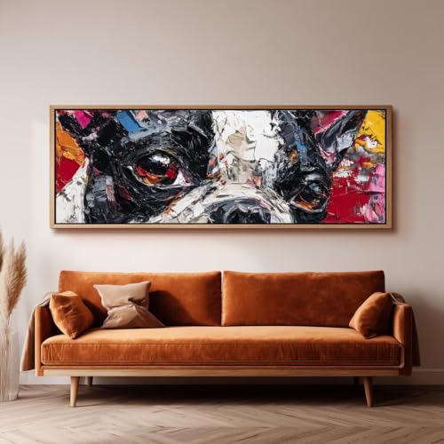 Tableau abstrait de terrier en impression sur toile panoramique 45x135 cm