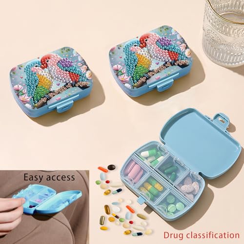 Image of ARTopet Diamond Art Painting Mini Storage Box with 6-Grid Creative Design Compact Portable Small Case for Purse Travel Daily-Colorful Bird