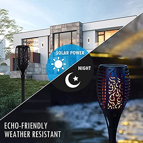 Mpowtech 4-Pack Solar Light Outdoor (Super Larger Size) Solar Flame Torch With Flickering Flame,Waterproof Auto Lighting Dusk To Dawn Landscape Patio Lights For Garden Decor (Round / 33Led / 4 Pack) #TOP2