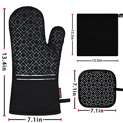 image for SHAWNTOO Oven Mitts and Pot Holders Set 6pcs, Kitchen Oven Glove,High 