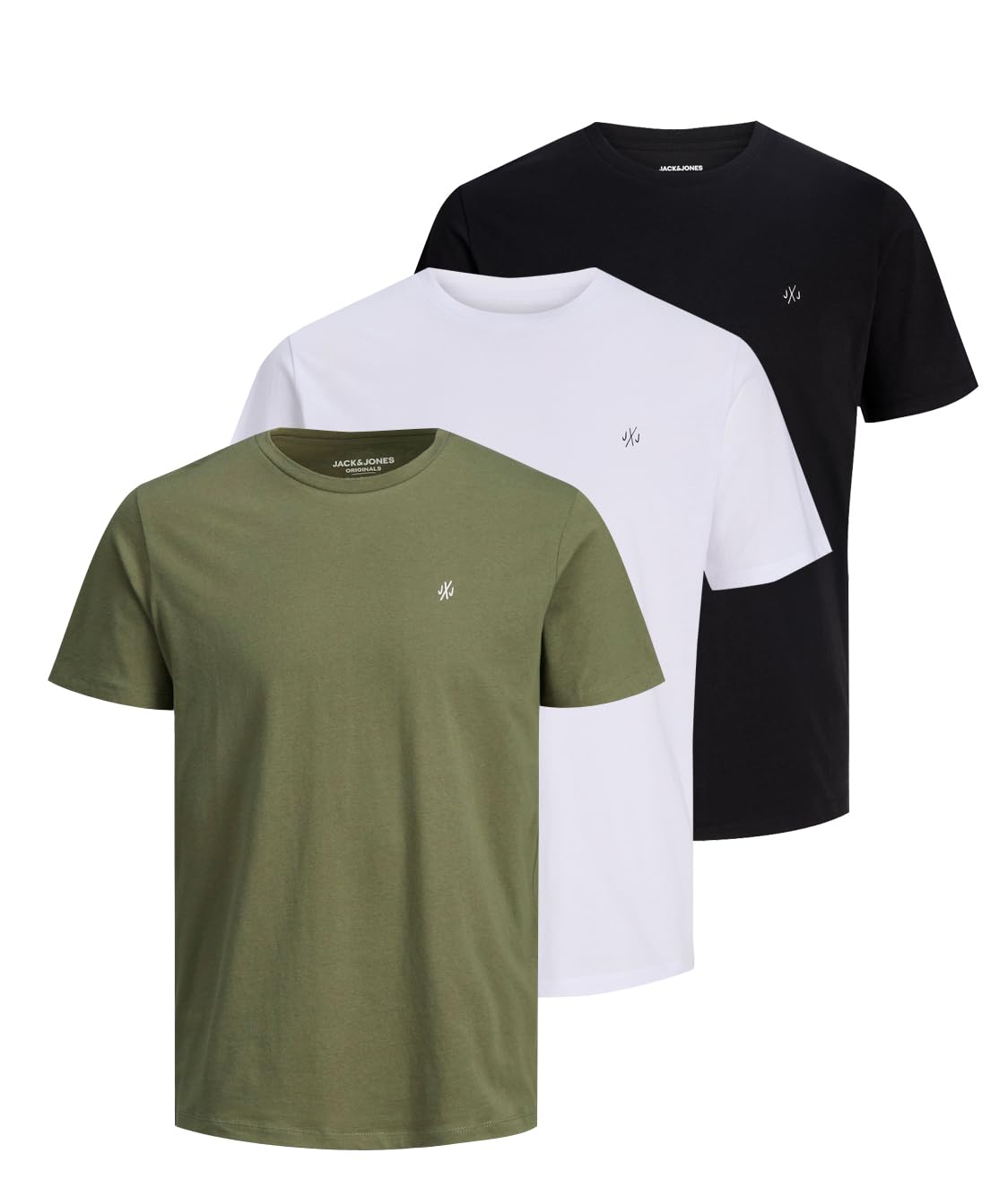 JACK & JONES Herren JJECORP Logo Tee SS Crew Neck MP, Black/White/Dusty Olive, XS