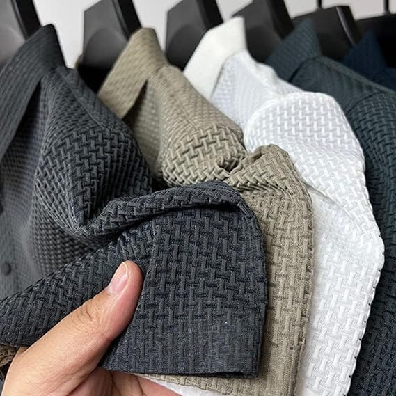 Breeze Shirts for Men Comfortable Polo Shirt Textured Silky Cool Linen Stretch Pique Quick Dry Tshirt2