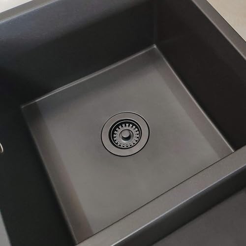 Miniatura 2 de GZILA Colador y tapón de drenaje para fregadero de cocina de 3-12 pulgadas, color negro mate con cesta de basura extraíble a juego para fregaderos