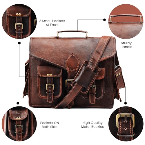 Handmade World Vintage Leather Laptop Messenger Bag For Men 'Opulent Companion' Computer Briefcase For Office Work Business (15 inch)4