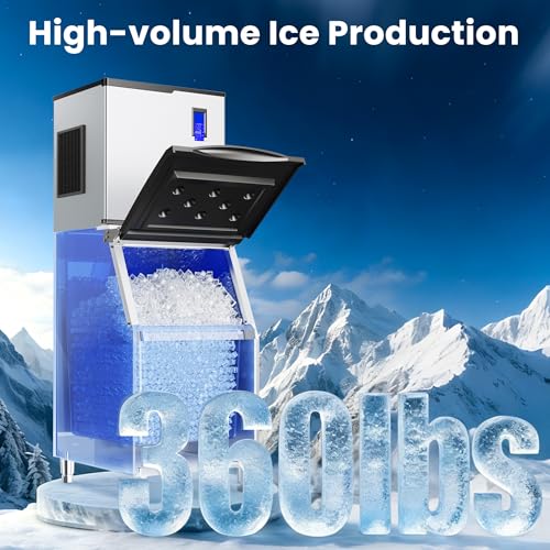 Image of Coolake Commercial Ice Maker Machine 550lbs /24H with 360lbs Storage, Ice Ready in 5-15 Mins, Self Cleaning, Stainless Steel Freestanding Ice Machine for Bar Restaurant Cafe Work Truck