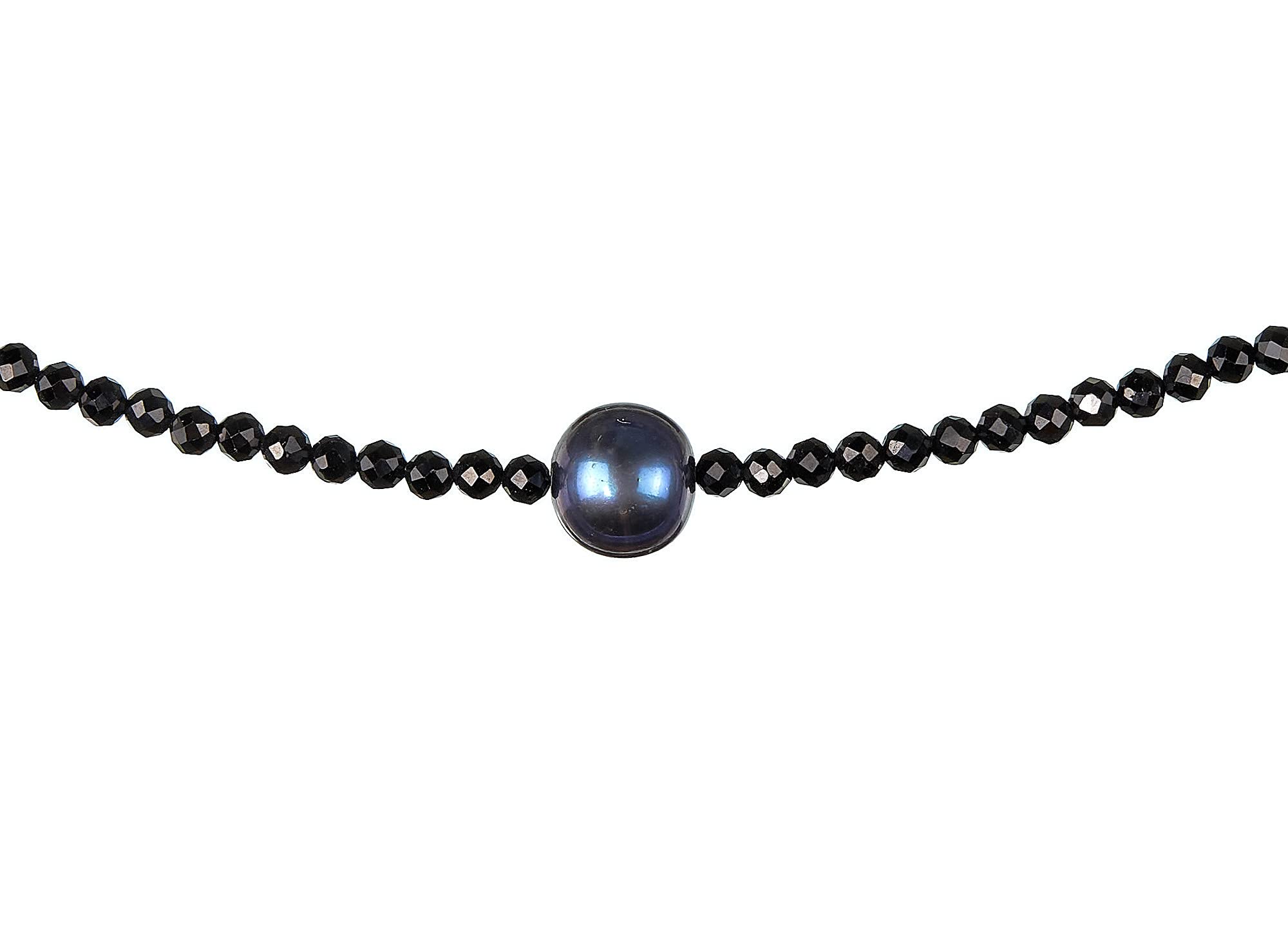 Spinell Perle Kette 925 Silber schwarze Halskette
