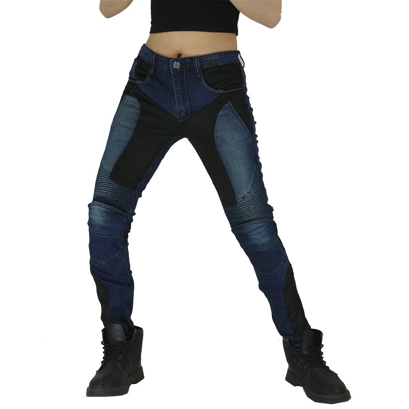 Jeans Da Motociclista Per Donna Per Casual E Moto Fodera In Armatura (Blue,XS)