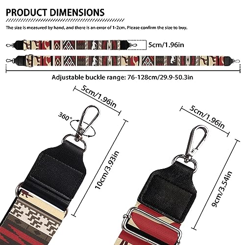 Image of Wide Bag Straps Replacement Crossbody Giraffes Aztec Guitar Straps for Handbags /Purses /Messenger /Duffel Bags Backpack Straps Replacement Adjustable Length from 30 inch to 50.3 inch