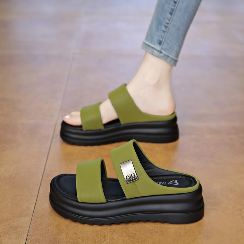 One-word slippers women's summer wear 2025 new muffin small thick-soled sandals with skirts casual beach shoes,Wear-resistant and lightweight, skin-friendly, breathable and comfortable4