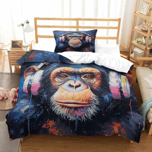 Linge de lit gorille 3D 135x200cm housse de couette microfibre douce