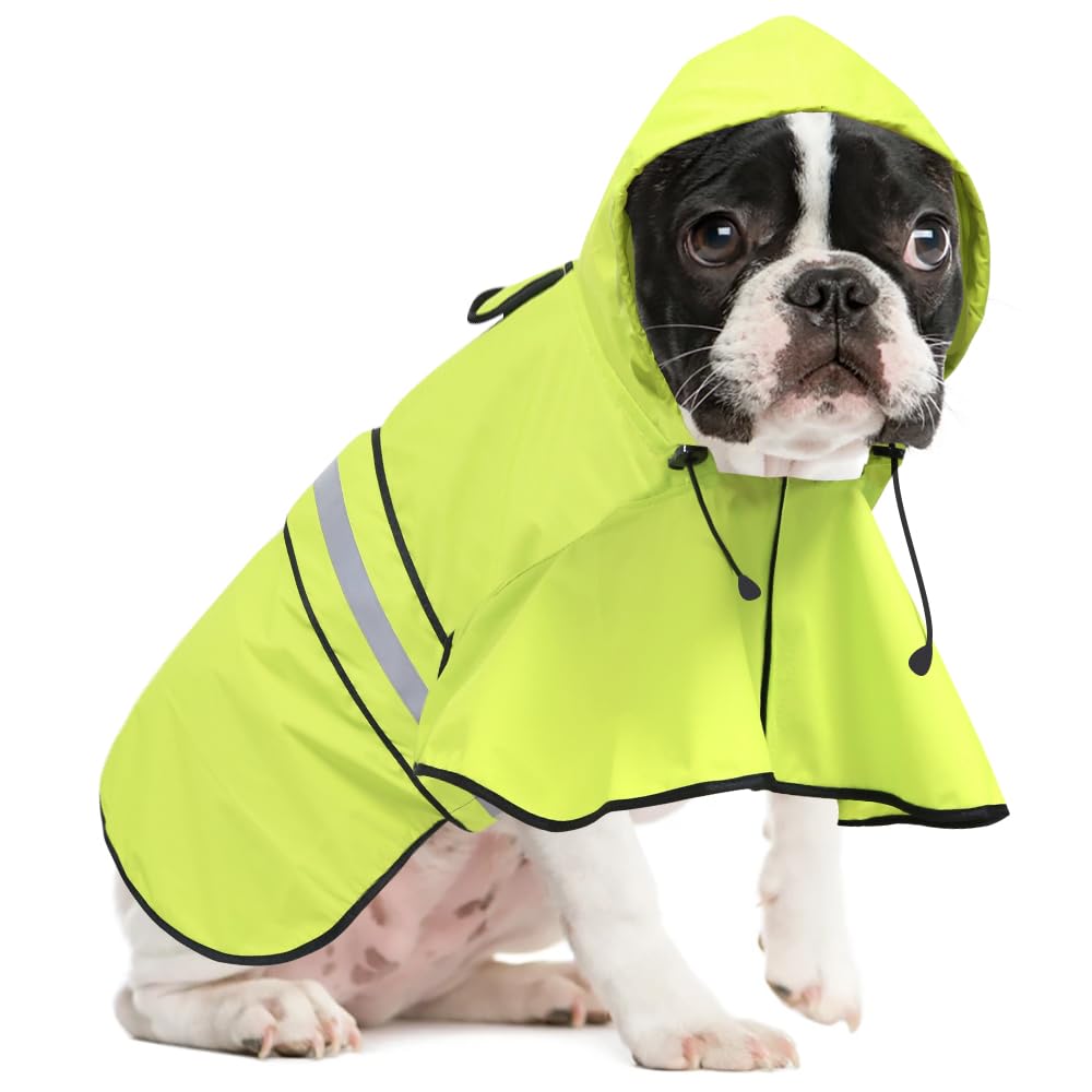 Ezierfy Waterproof Dog Coat, Reflective Dog Raincoat Hooded Pet Rain Jacket with Leash Hole - Image 2