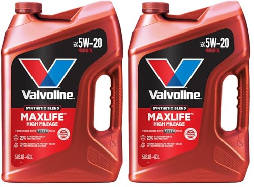 Image of Valvoline Motor Oil, 5W-20, 5 QT | High Mileage | Synthetic Blend | MaxLife Technology | Pack of 2