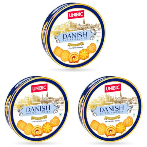 Image of Unibic Danish Butter Cookies - 375g | Rich & Buttery, Baked to Perfection | Cookie Gift Tin | Perfect for Snacking, Gifting & Tea-Time (Pack of 3)