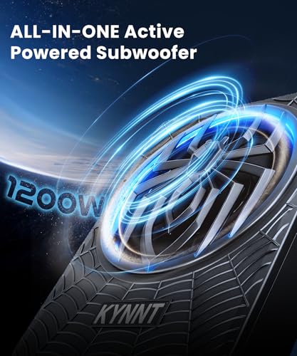 Image of 10 Inch 1200W Slim Underseat Powered Car Subwoofer with Built-in Amplifier, High /Low Level Input, Deep Bass & Blue Dynamic Ambient Light, for Car Truck & SUV