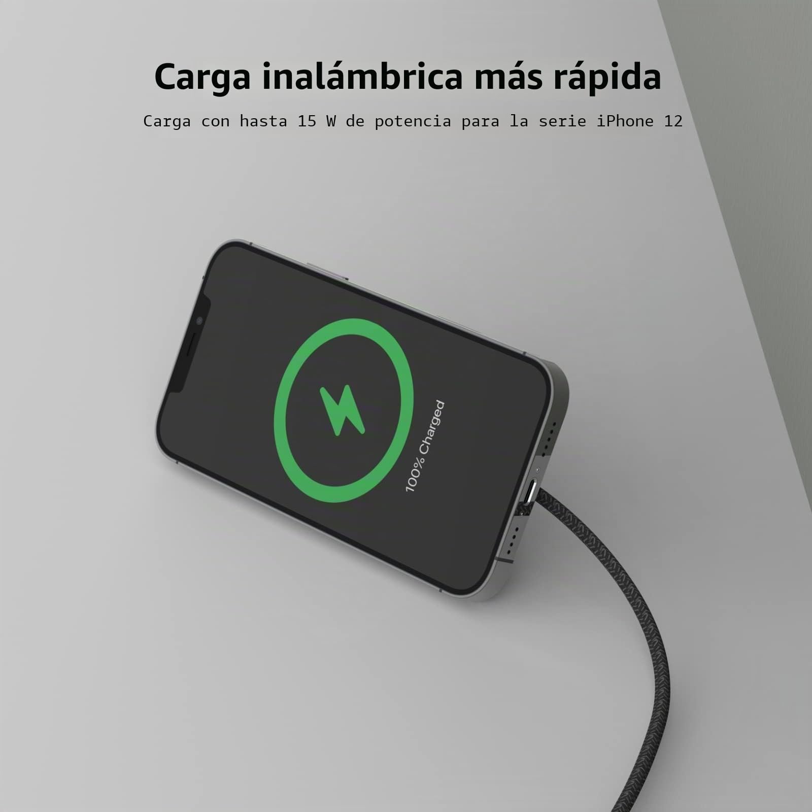 Belkin base de carga inalámbrica portátil con MagSafe (carga rápida de hasta 15 W, soporte, compatible con iPhone 13, 13 Pro Max y mini, fuente de alimentación no incluida), negro