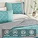 Cottolester Teal Quilt Set,Boho Bedspread Queen Size,Blue Sriped Plaid Bedding Set Soft Microfiber Quilt with 2 Pillow Shams 96