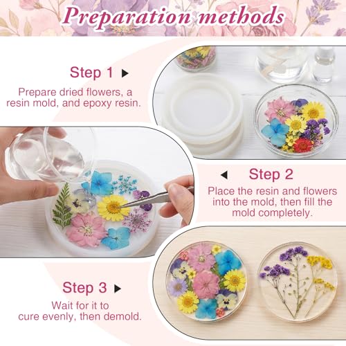 Kit artesanal con 130 flores prensadas secas y stickers miniatura 3