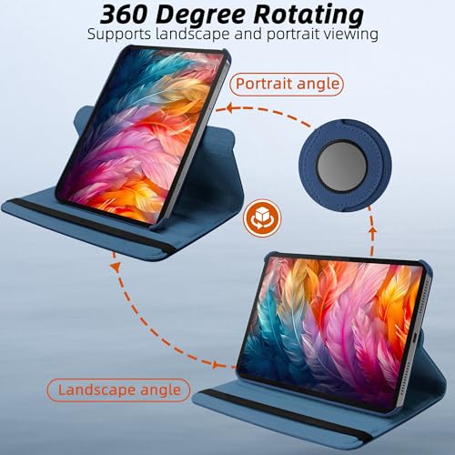 Image of TGK 360 Rotatable Smart Flip Cover for Lenovo Idea Tab Pro 12.7 Inch 2025 TB-373FU TB-375FC Tablet Case (Dark Blue)