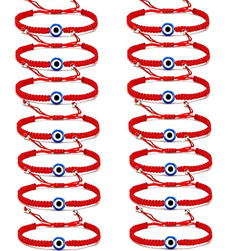 CASDAN Evil Eye Bracelets for Women Red Knot String Hamsa Kabbalah Protection Good Luck Ojo Bracelet Adjustable Friendship Bracelets Set Family